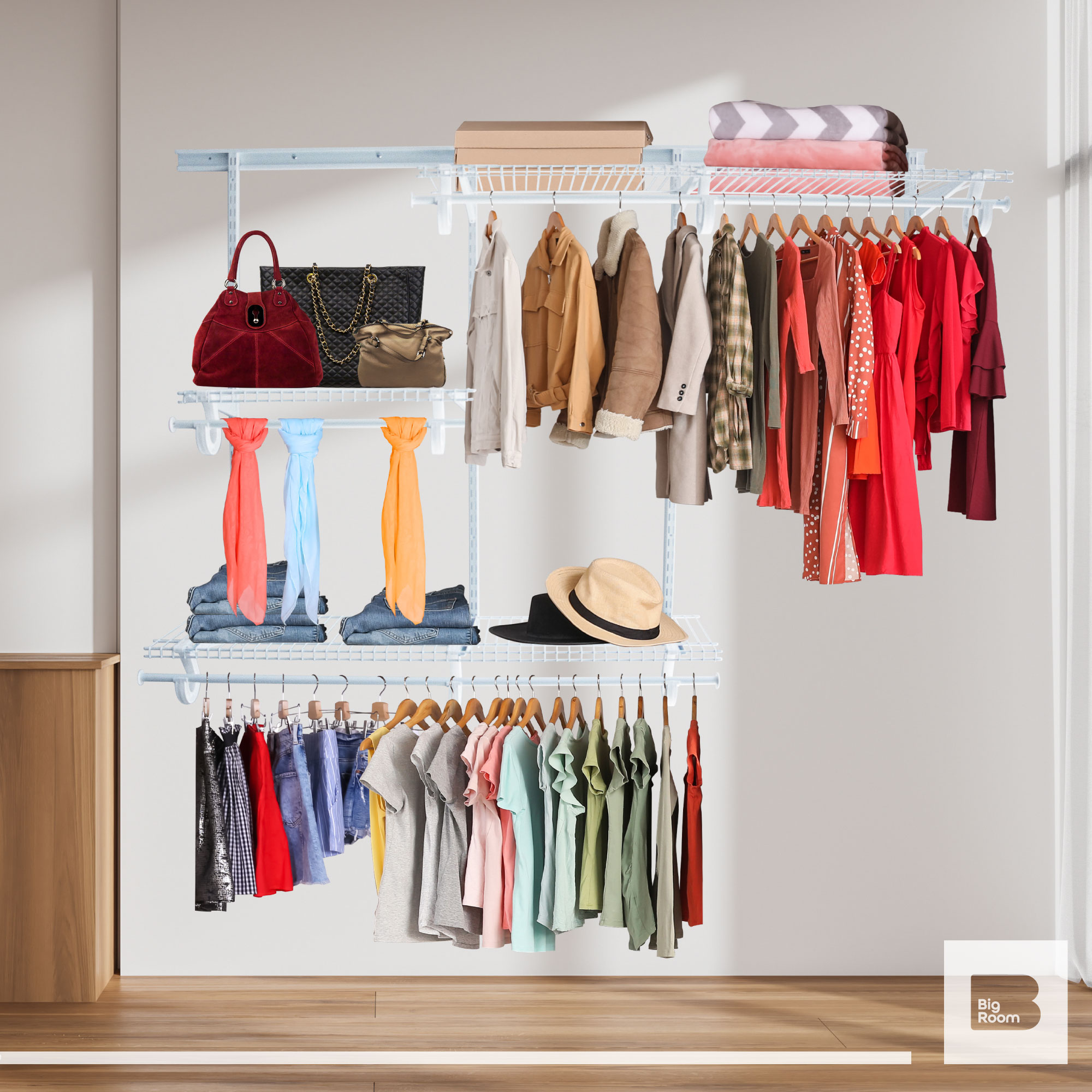 Closet Ropero Armable Armario 4 a 6Ft Ajustable Reforzado 