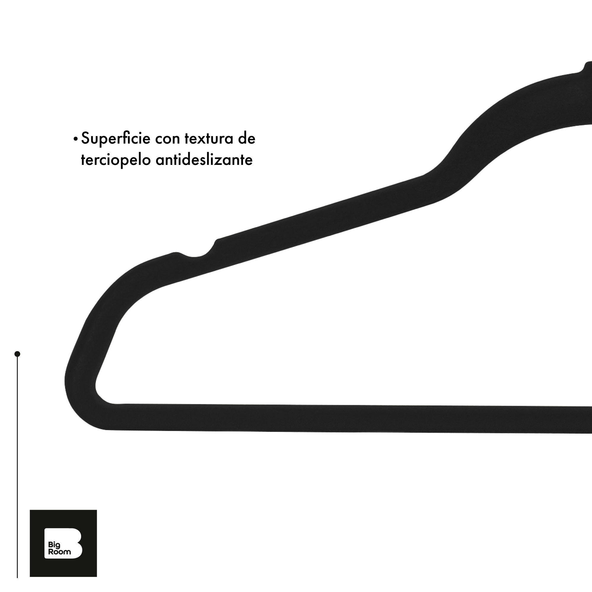 Set De 50 Ganchos De Ropa Terciopelo Antideslizantes Premium Negro