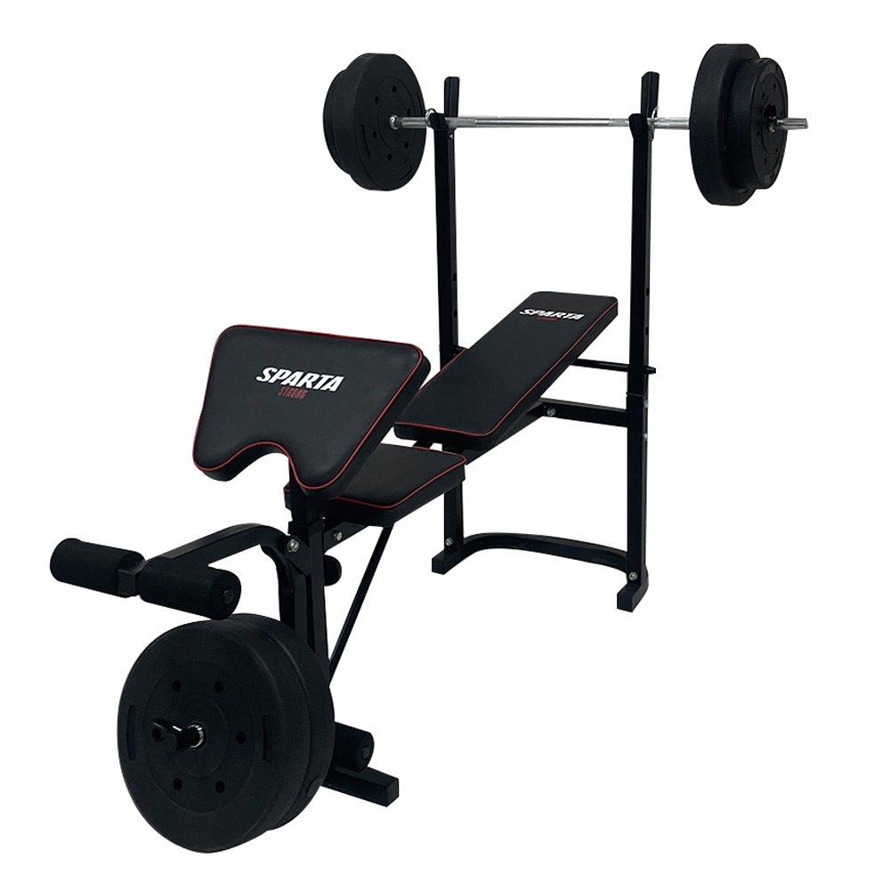 Banco Multifuncional con Barra y Discos 55kg WORKOUTB55KG SPARTA BANSPA0001