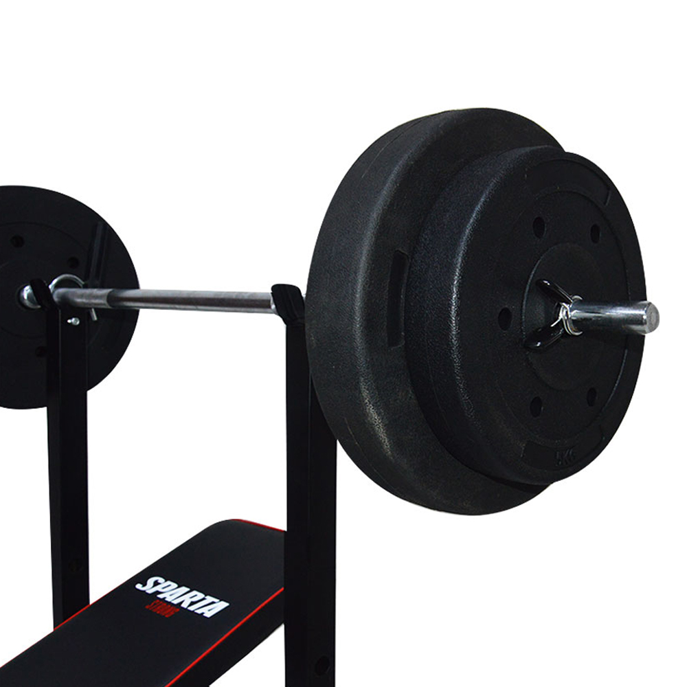 Banco Multifuncional con Barra y Discos 55kg WORKOUTB55KG SPARTA BANSPA0001