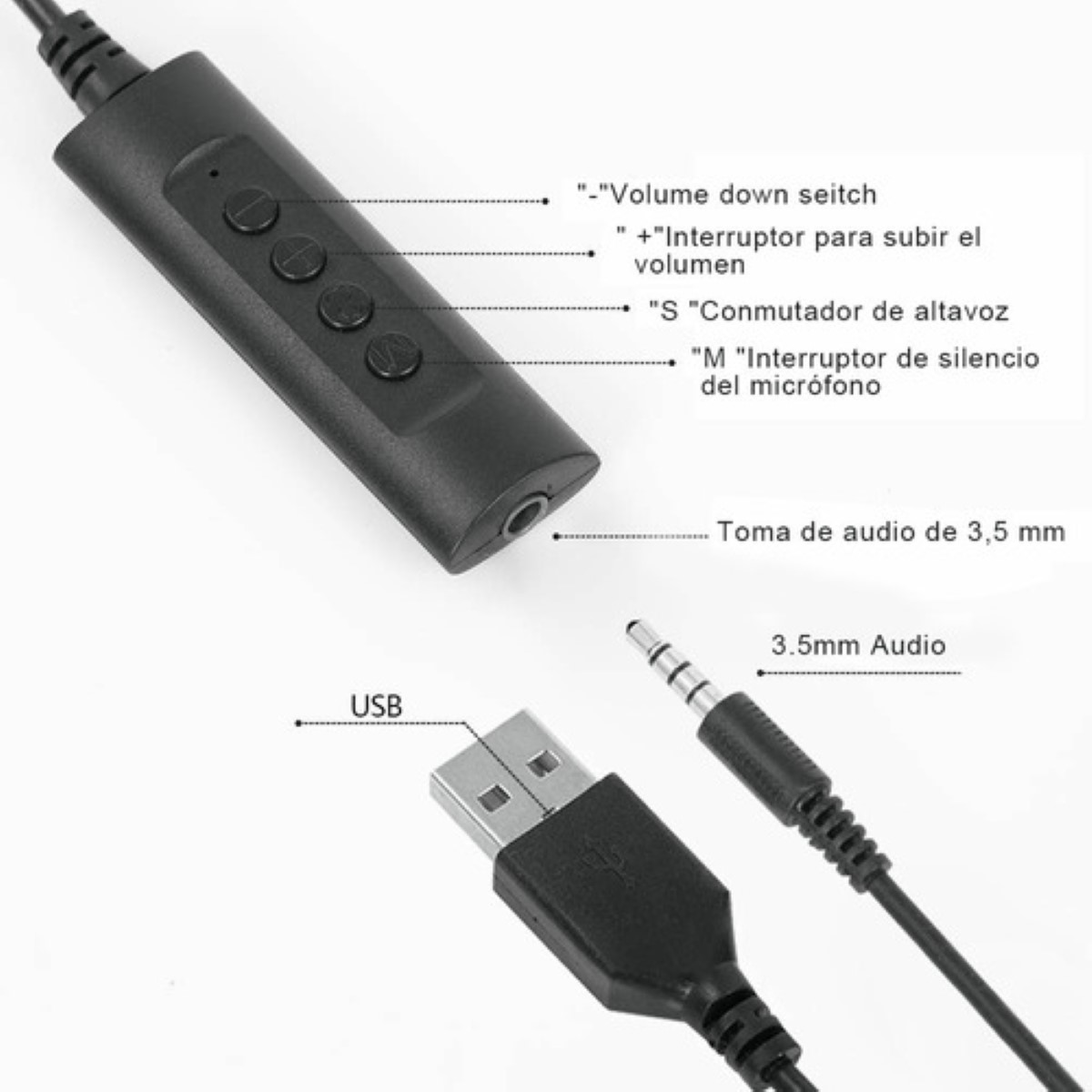 Audífonos Alámbricos Diadema Con Micrófono Negro