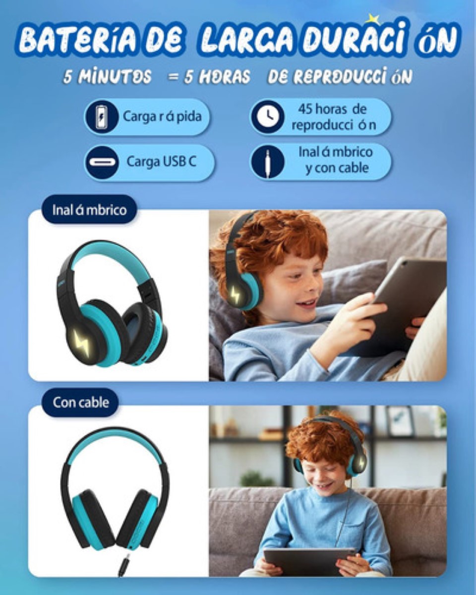 Auriculares de Diadema Philips (3.5 mm) Azul Para niños Con cable