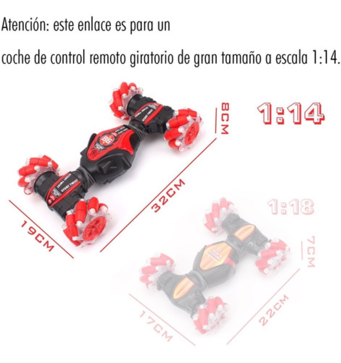 Carro De Control Remoto 4wd Sensor De Gestos Giro 360 Música Rojo/Negro