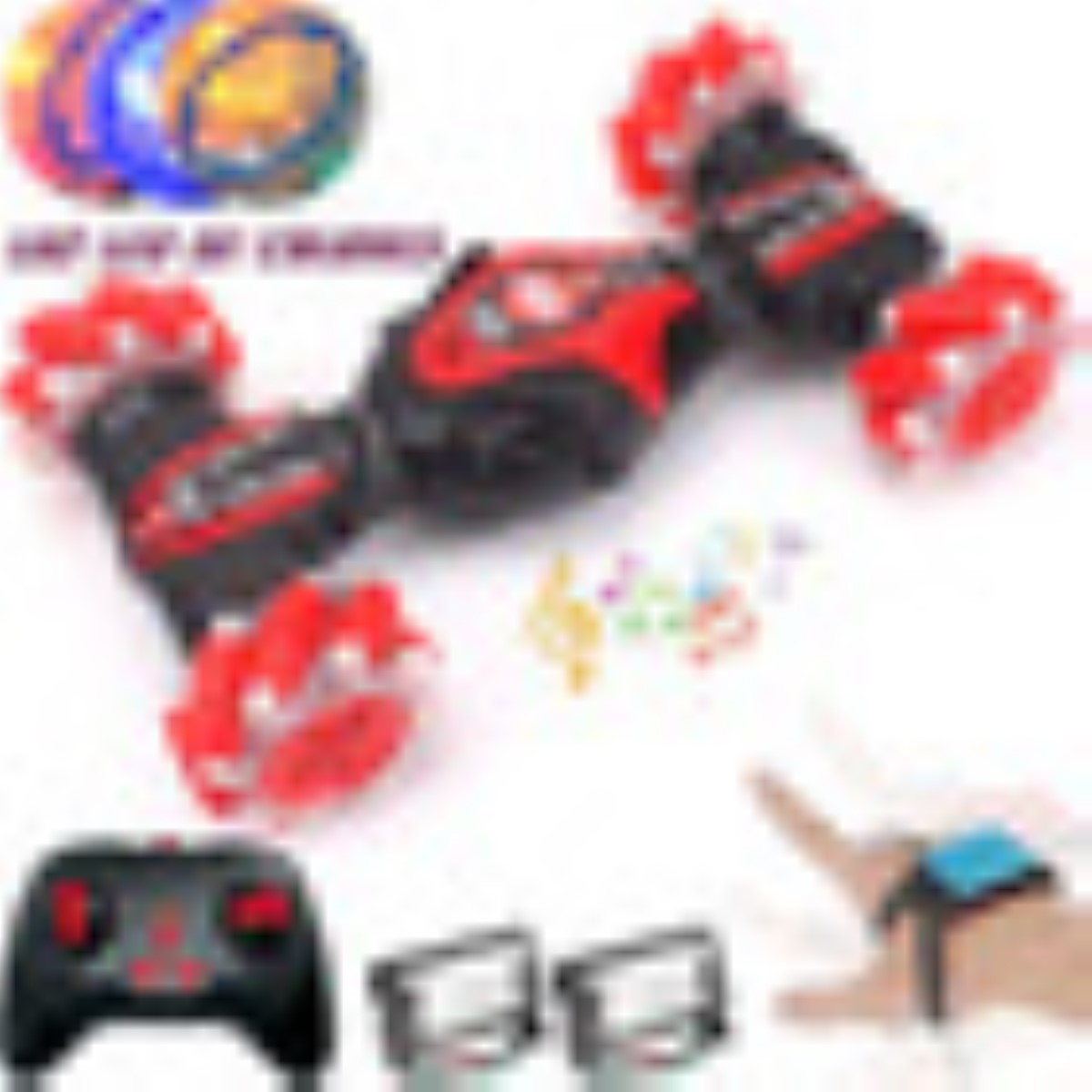 Carro De Control Remoto 4wd Sensor De Gestos Giro 360 Música Rojo/Negro