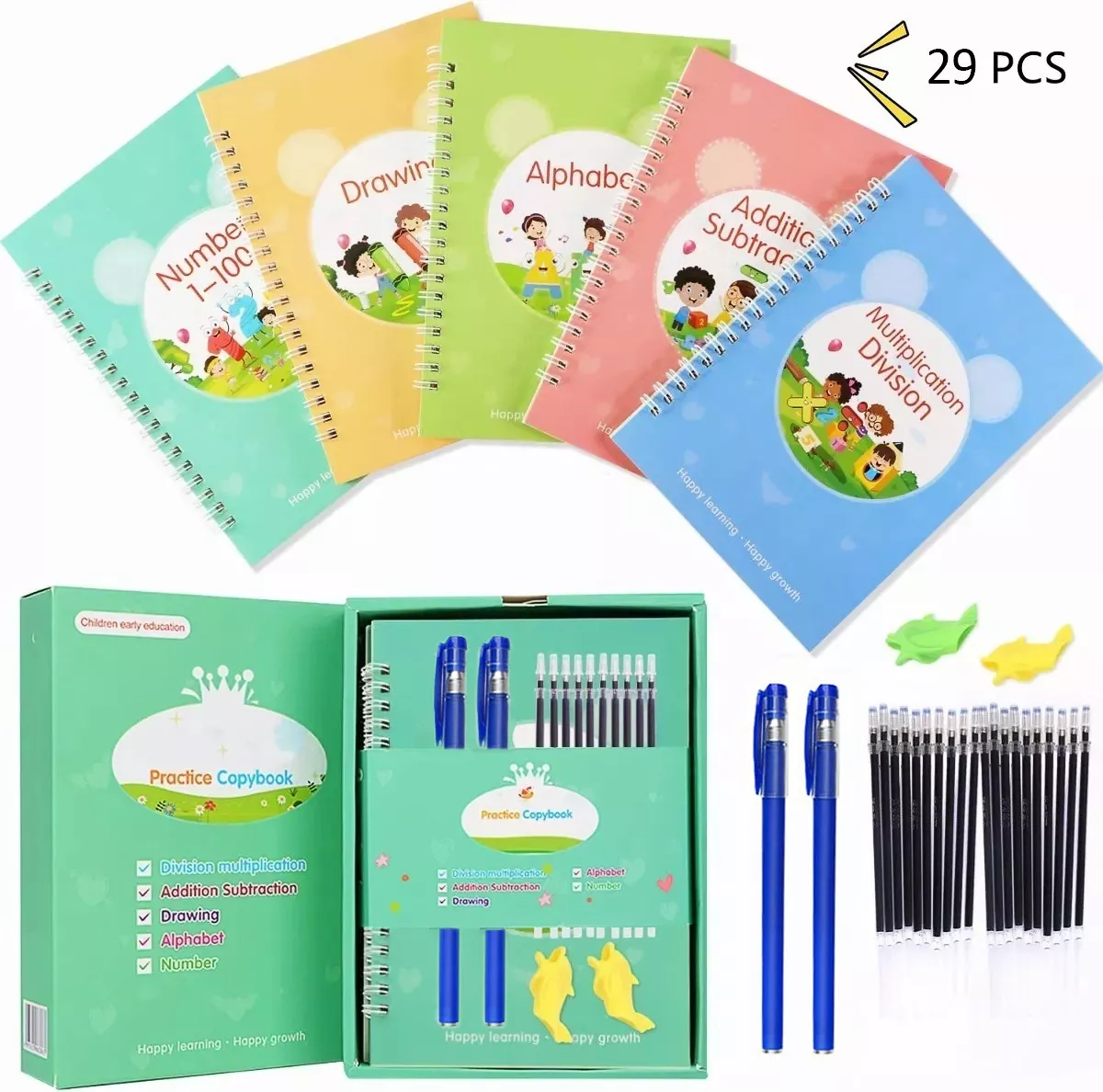 Juego De Cuaderno De Práctica De Caligrafía Reutilizable 5 pz