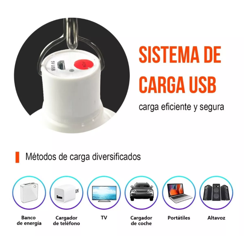 Foco portatil Recargable Emergencia Usb 80w.