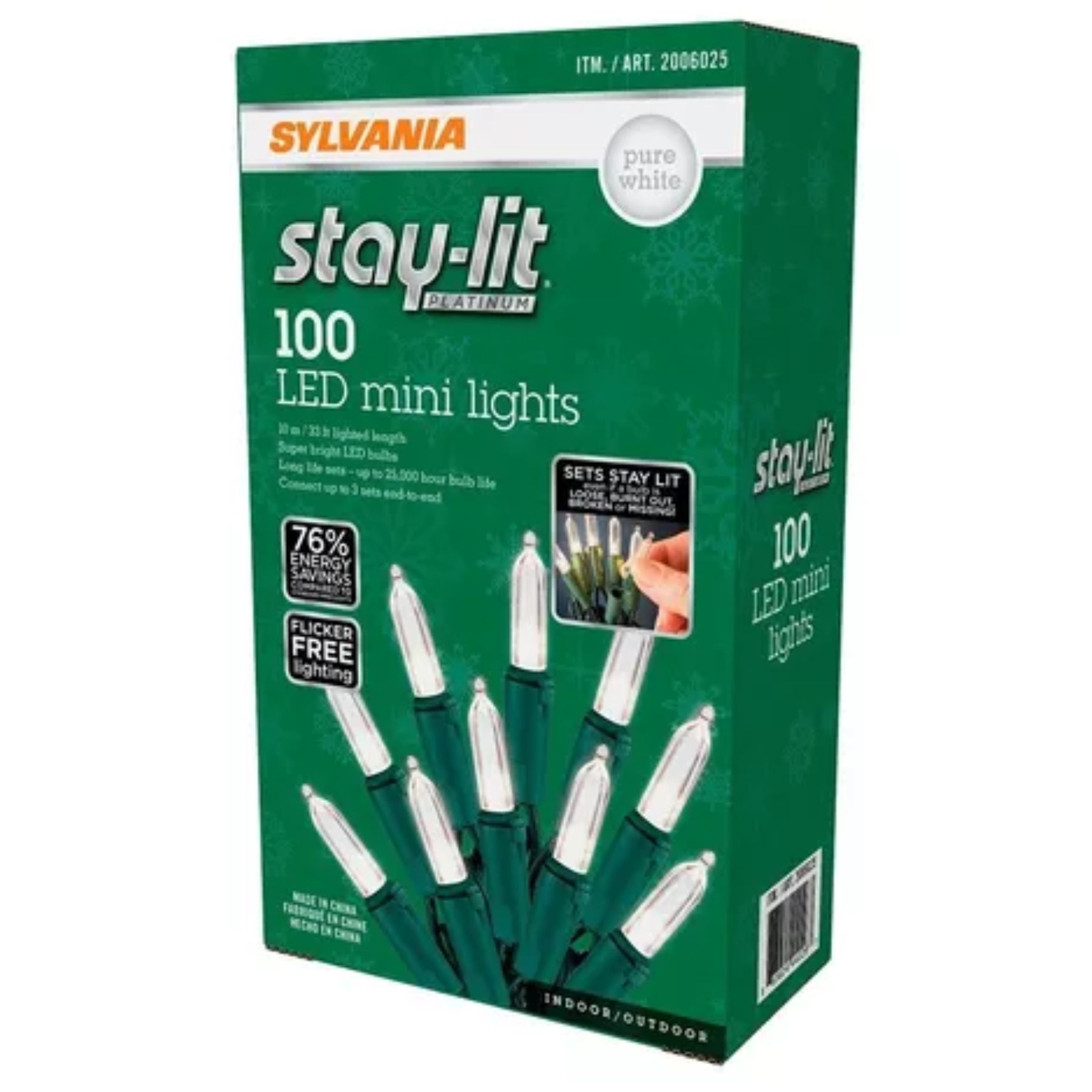 Serie navideña de 100 mini luces led 2pc Sylvania VERDE - CST