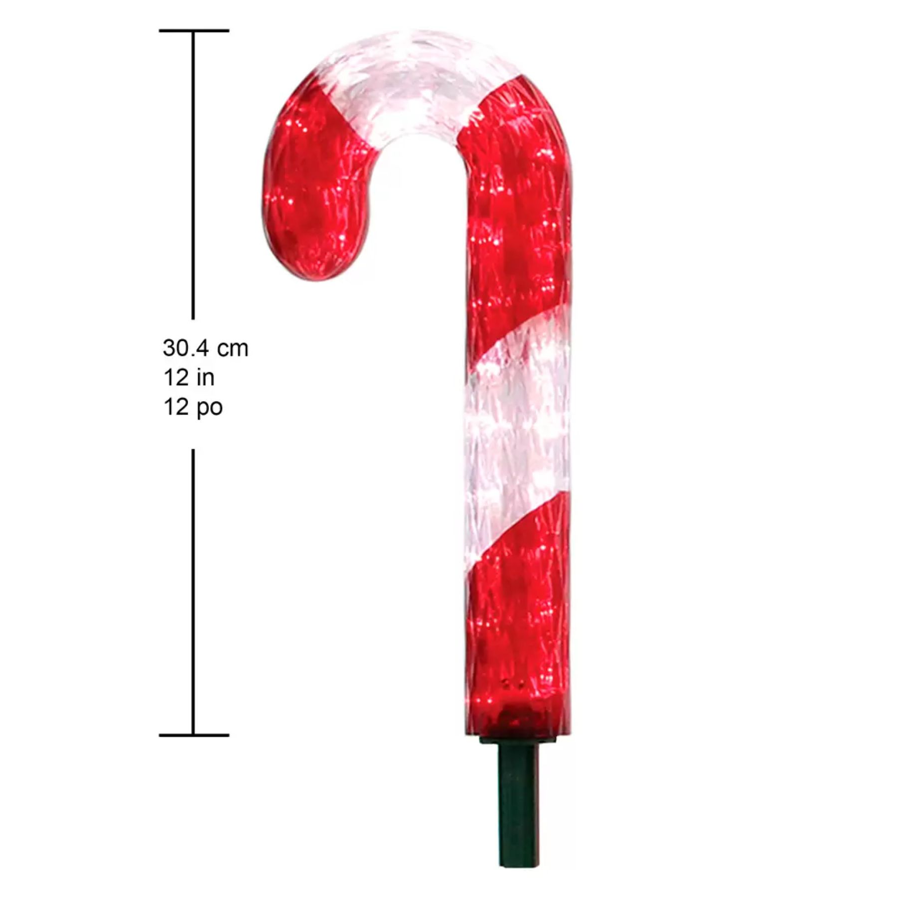 8 Lámparas de luz led para sendero con forma de bastón ROJO - CST