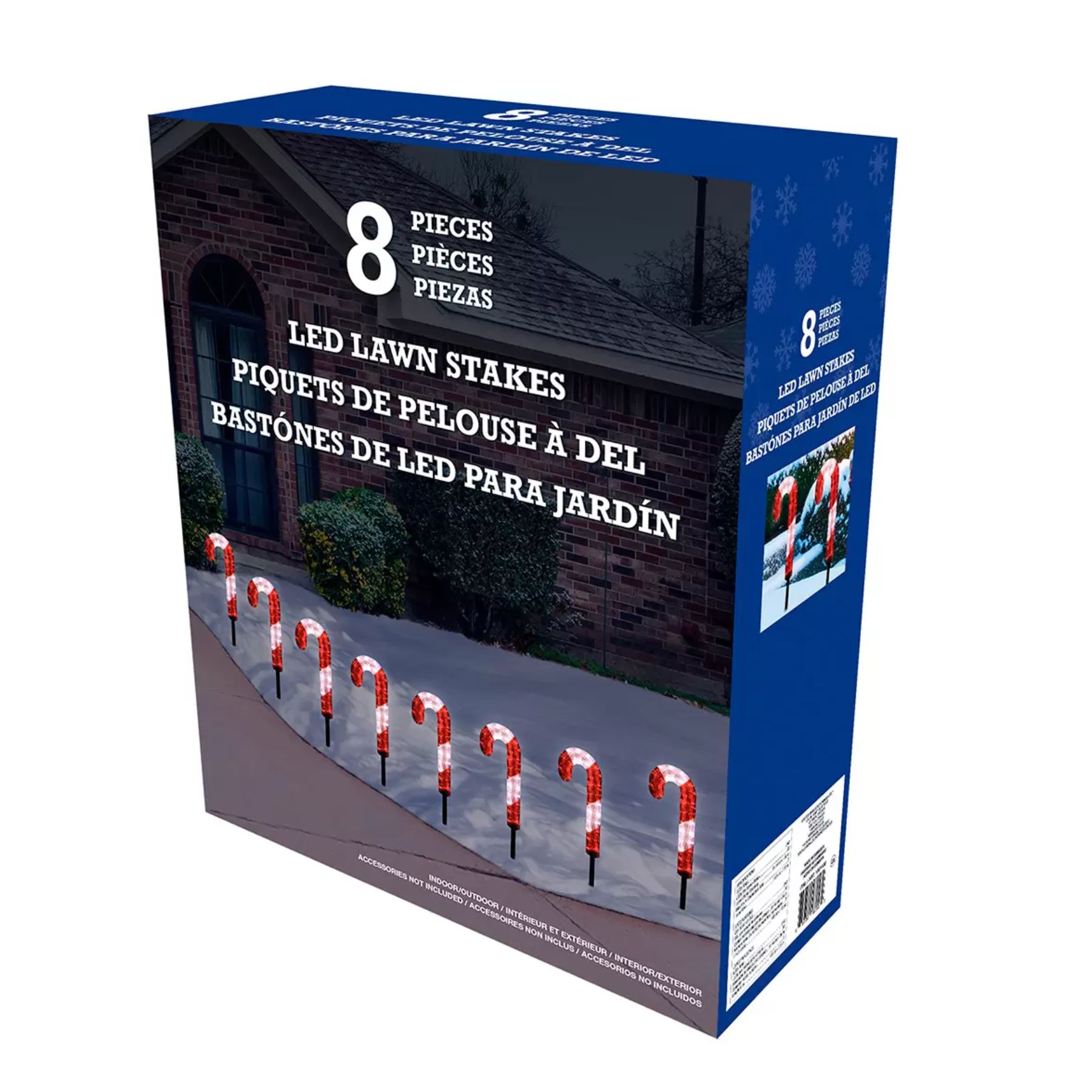 8 Lámparas de luz led para sendero con forma de bastón ROJO - CST