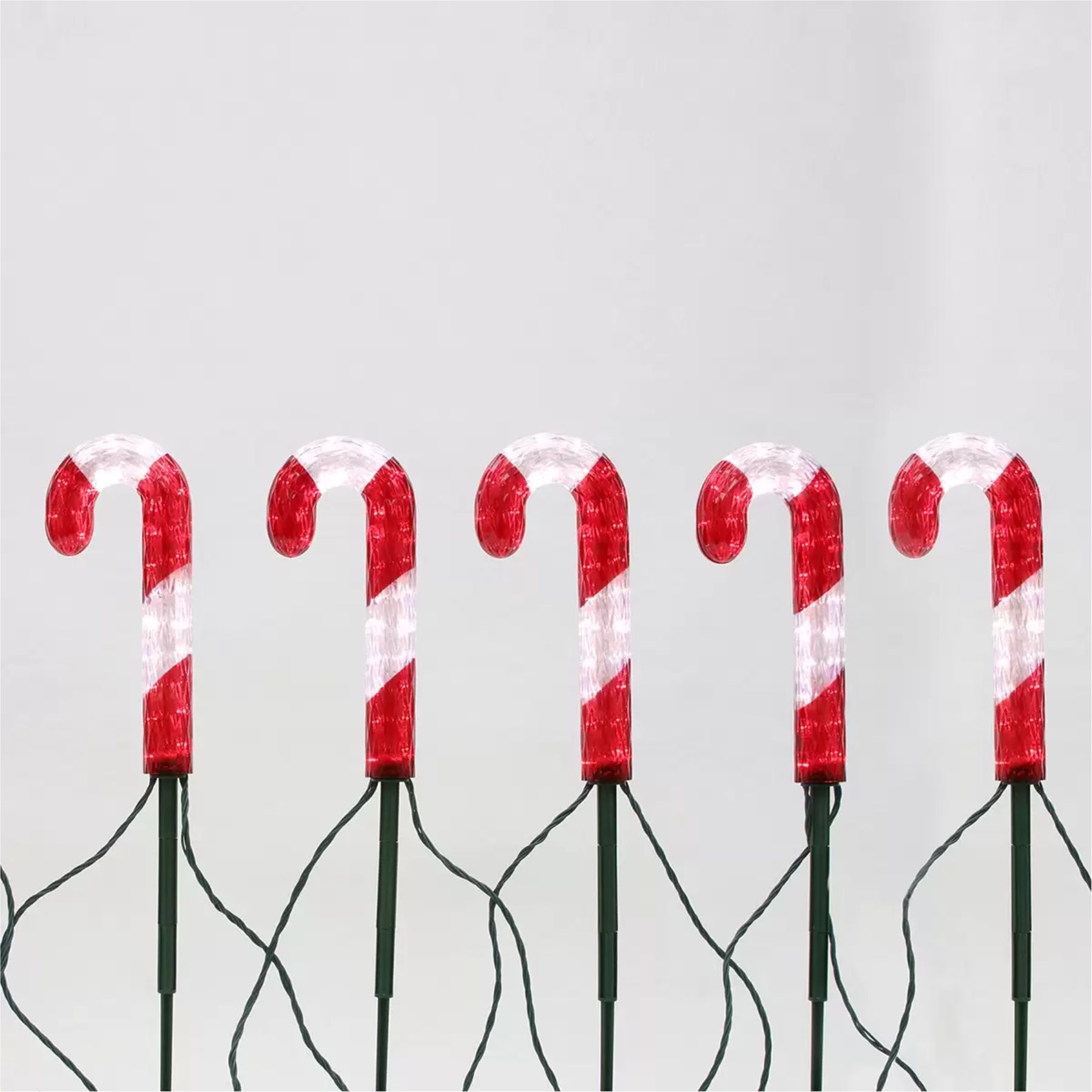 8 Lámparas de luz led para sendero con forma de bastón ROJO - CST