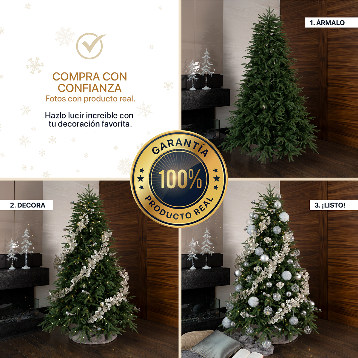 Árbol de Navidad Luces Led Pino 2.2m 1350 Ramas - Verde para ESQUIMAL