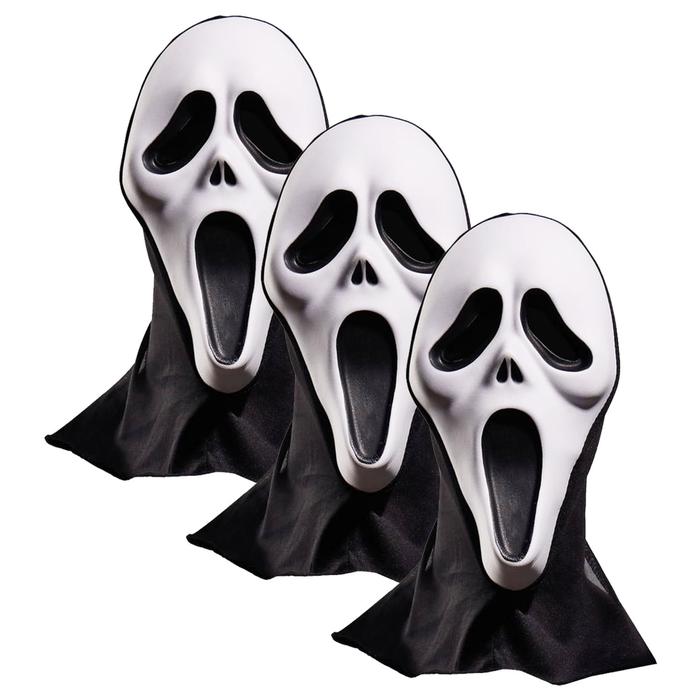 Costum Scream MXREA-003-6 3 pzas, 30x17x6cm Plástico PVC BlancoNegro Máscara Scream, ScreamMask