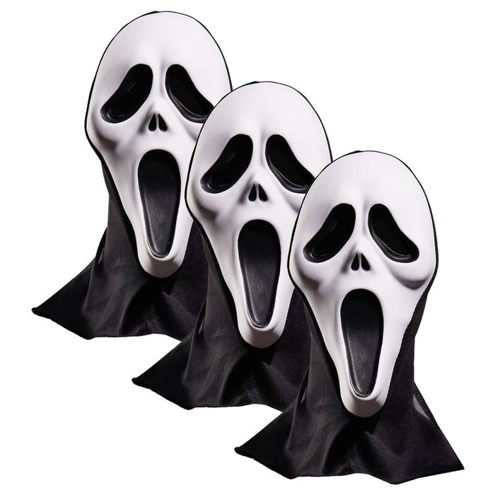 Accesorios de Disfraz de Ghost Face MXREA-003-3 3 pzas, 30x17x6cm Plástico PVC BlancoNegro Máscara Scream, ScreamMask