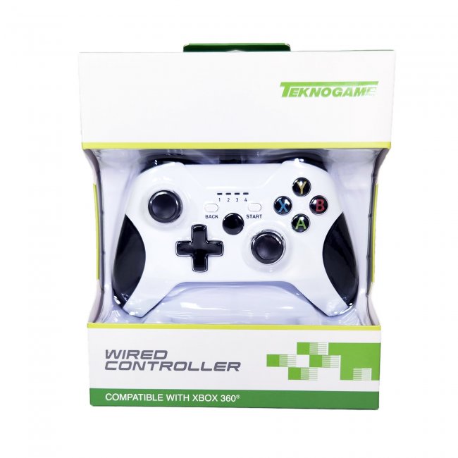Control alambrico compatible con Xbox 360 Blanco Teknogame