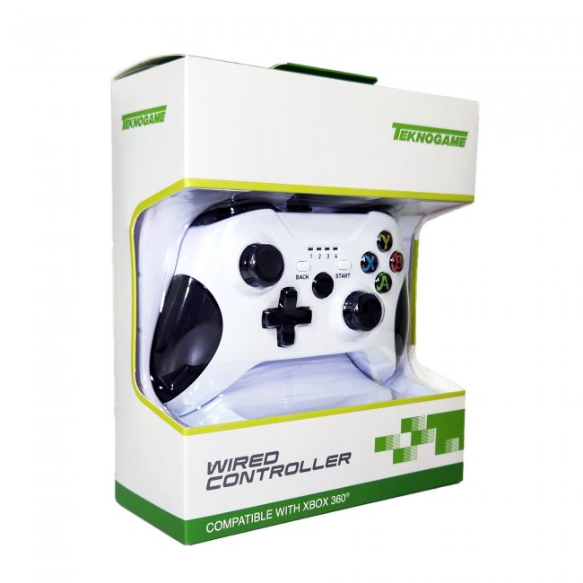 Control alambrico compatible con Xbox 360 Blanco Teknogame