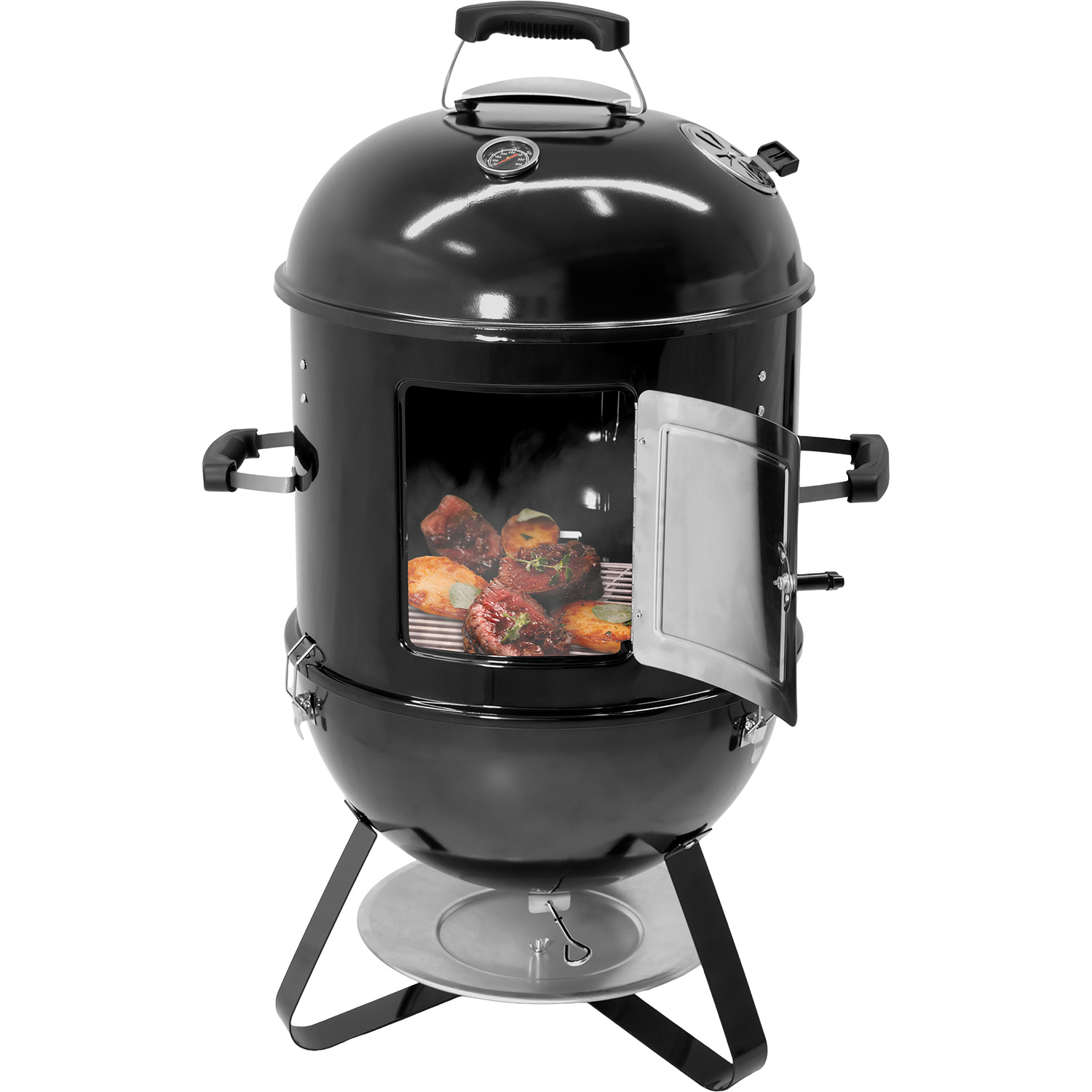 Asador Ahumador Tipo Bala 2 En 1 Carbon 2 Parrillas 20 .