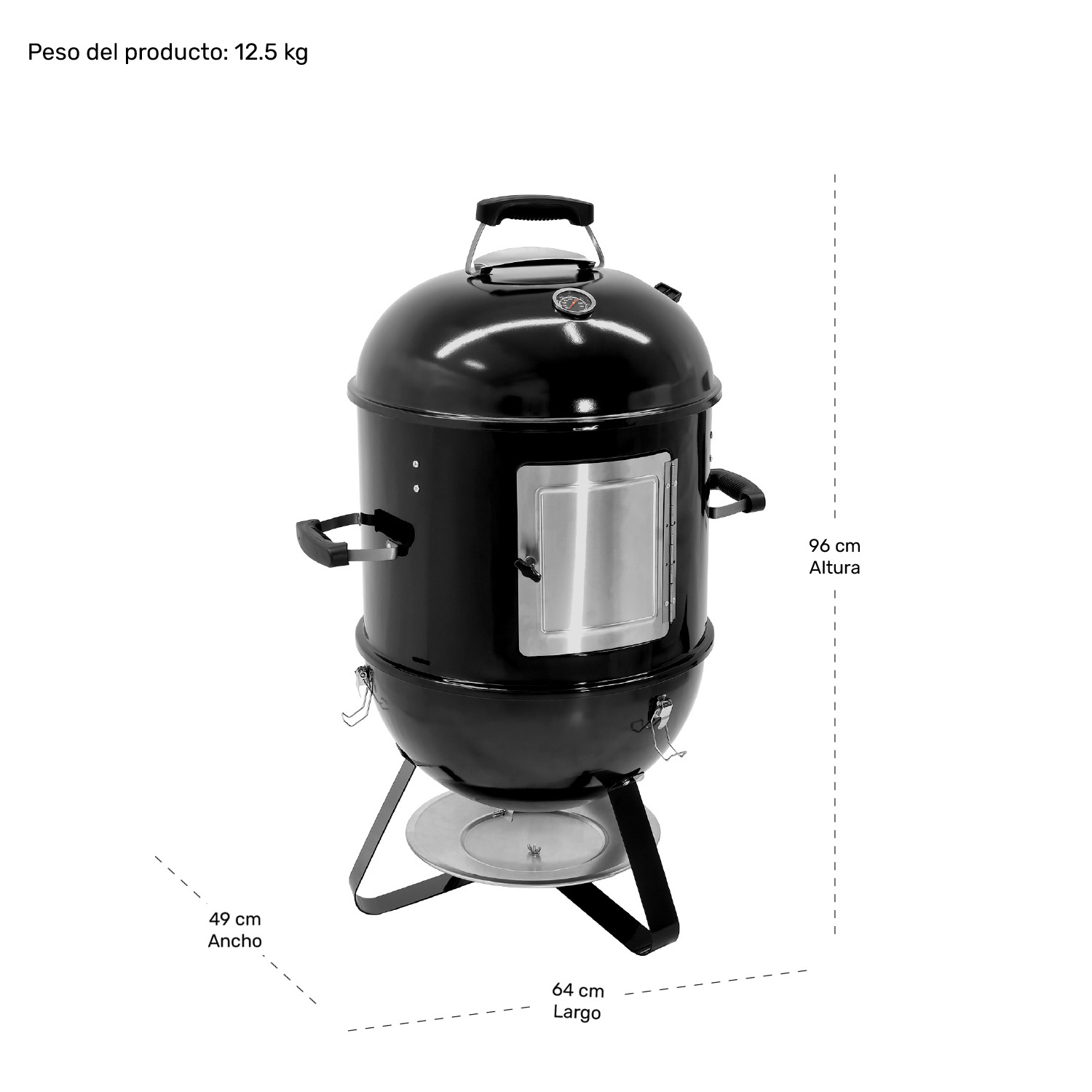 Asador Ahumador Tipo Bala 2 En 1 Carbon 2 Parrillas 20 .