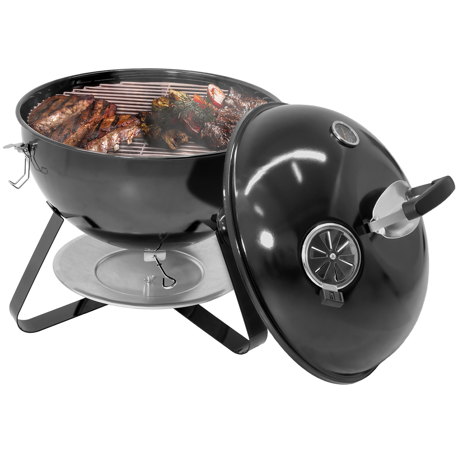 Asador Ahumador Tipo Bala 2 En 1 Carbon 2 Parrillas 20 .