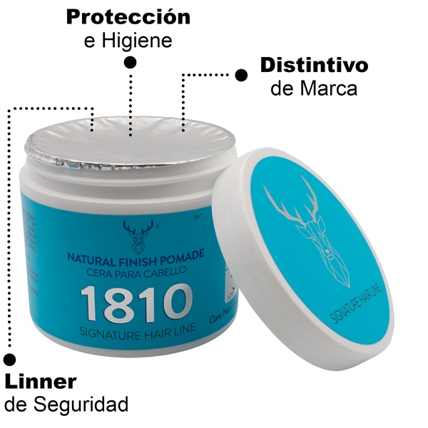 1810 NATURAL FINISH POMADE. CERA PARA CABELLO FIJACIÓN MEDIA BRILLO NATURAL. BASE AGUA.