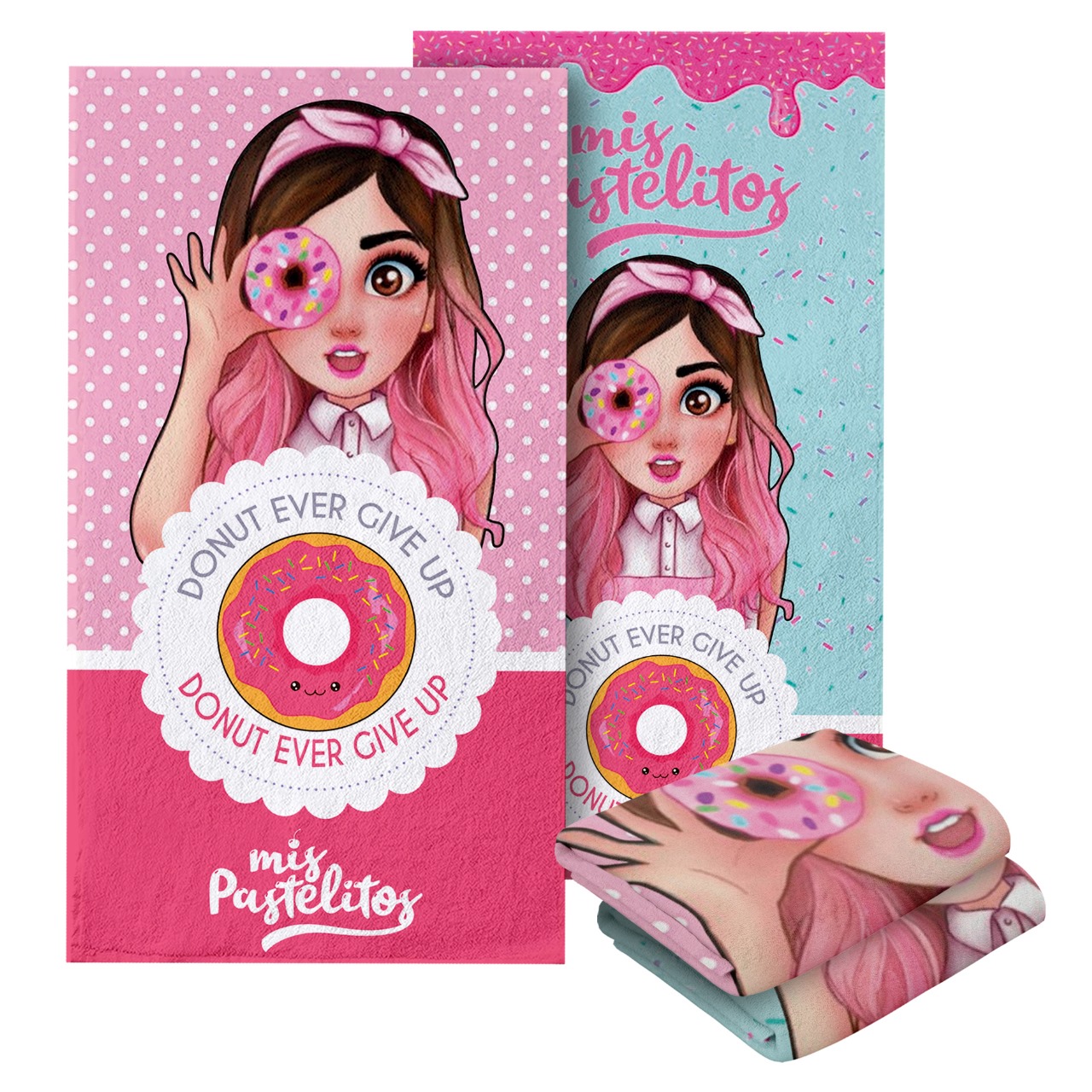 Set 2 Toallas De Baño Diseño Mis Pastelitos Microfibra Absorbente Estampado Infantil