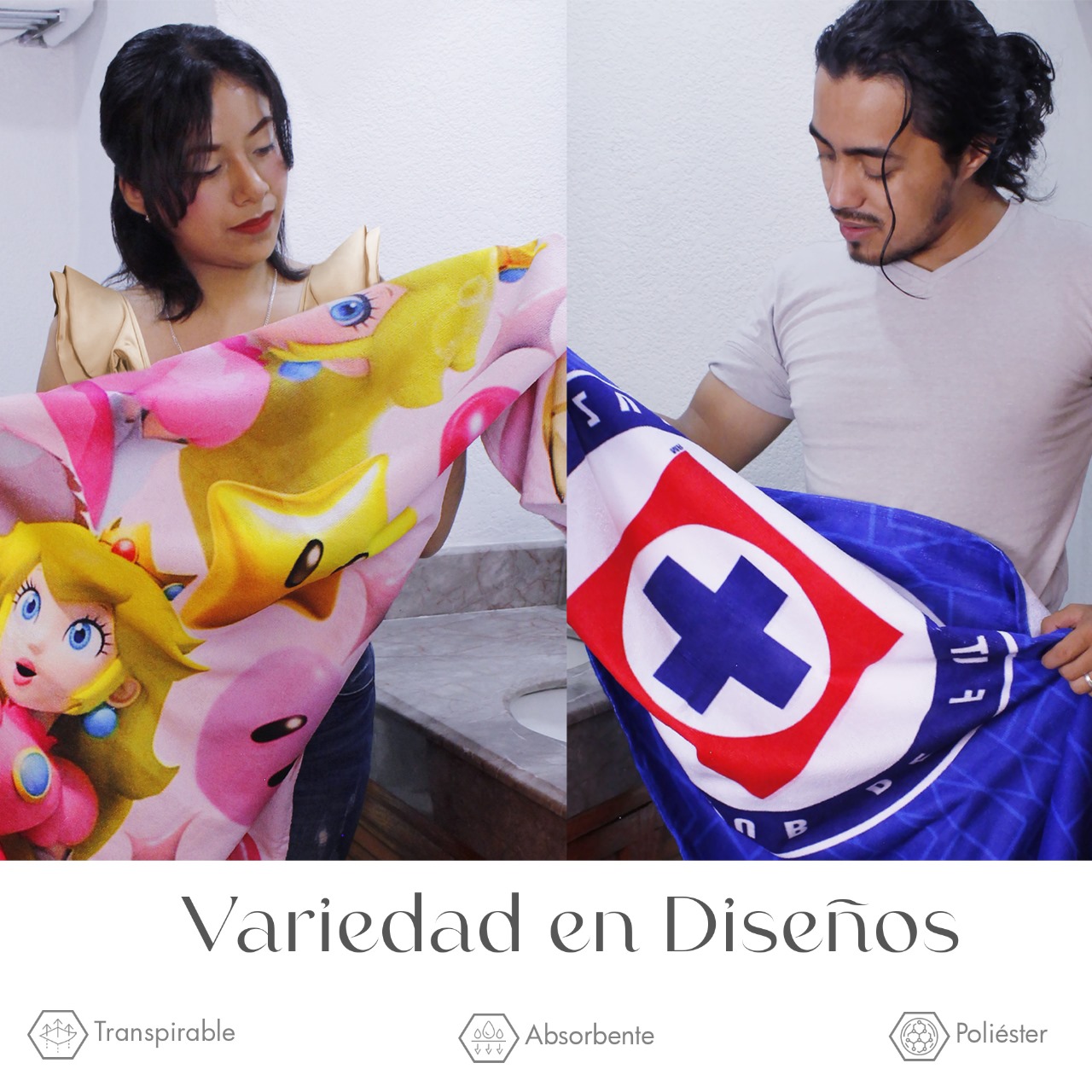 Set 2 Toallas De Baño Diseño Mis Pastelitos Microfibra Absorbente Estampado Infantil