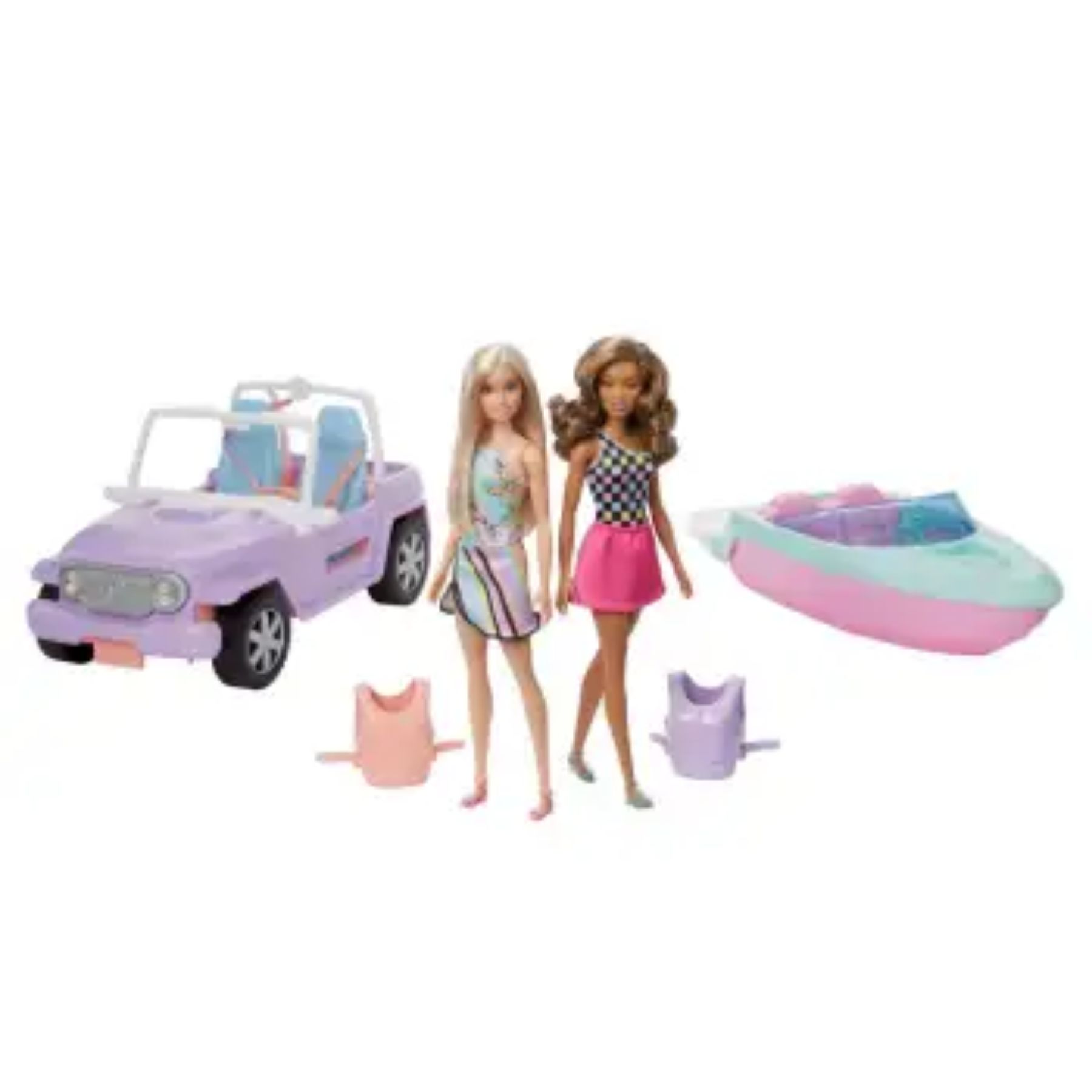 Set de Juego Paseo Amigas con Carrito Y Lancha Barbie SMS - ROSA