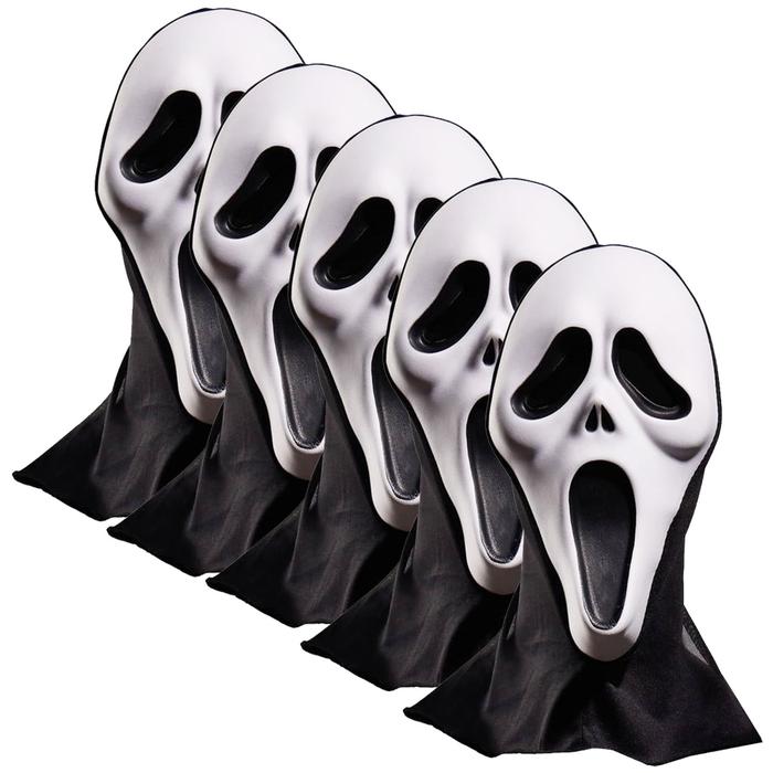 Halloween de Terror Scream MXREA-005-4 5 pzas, 30x17x6cm Plástico PVC BlancoNegro Máscara Scream, ScreamMask