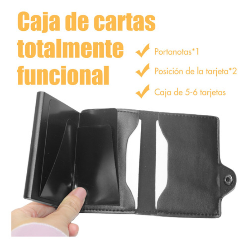 Cartera De Hombre De Piel Con Tarjetero De Aluminio Protecci n Rfid