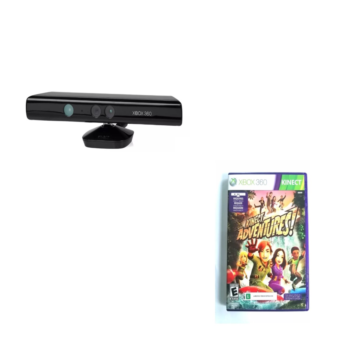 Xbox 360 Kinect con juego Adventures disco consola juego negro cable usb gamer Microsoft