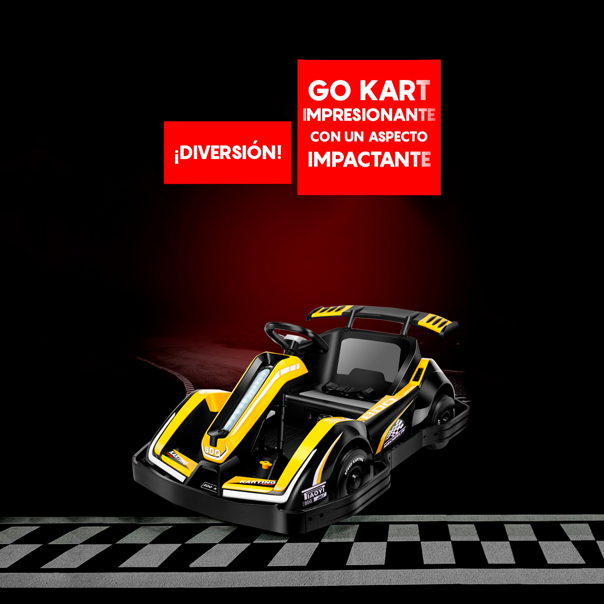 Go Kart Eléctrico Infantil Honey Whale K5 Amarillo