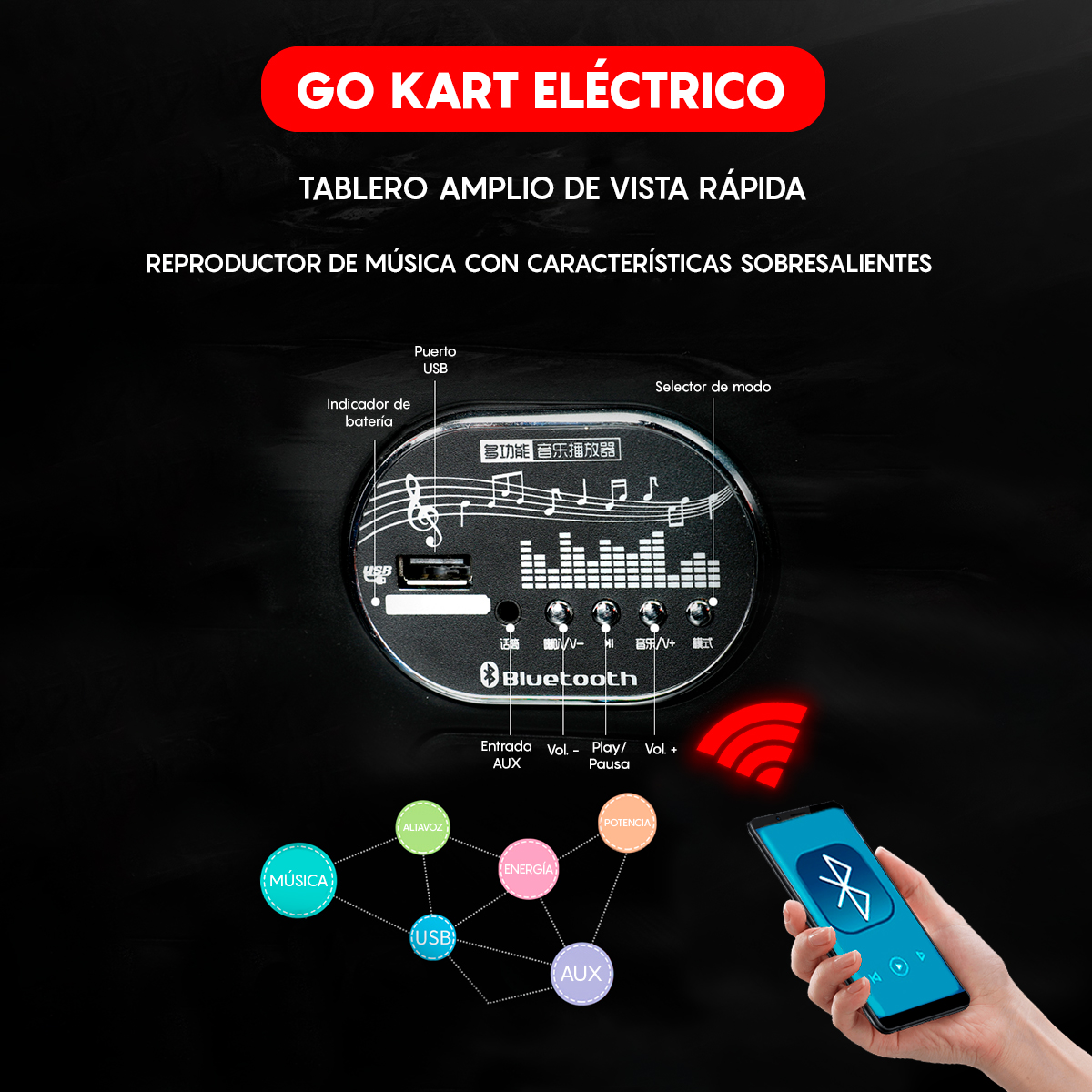 Go Kart Eléctrico Infantil Honey Whale K5 Amarillo