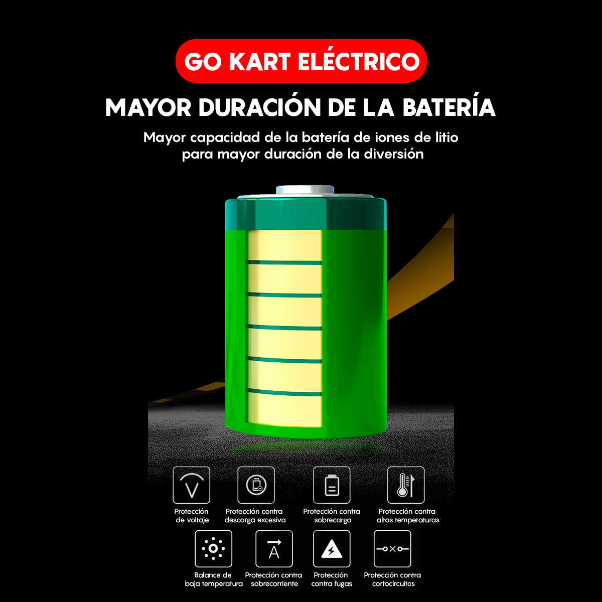 Go Kart Eléctrico Infantil Honey Whale K5 Amarillo