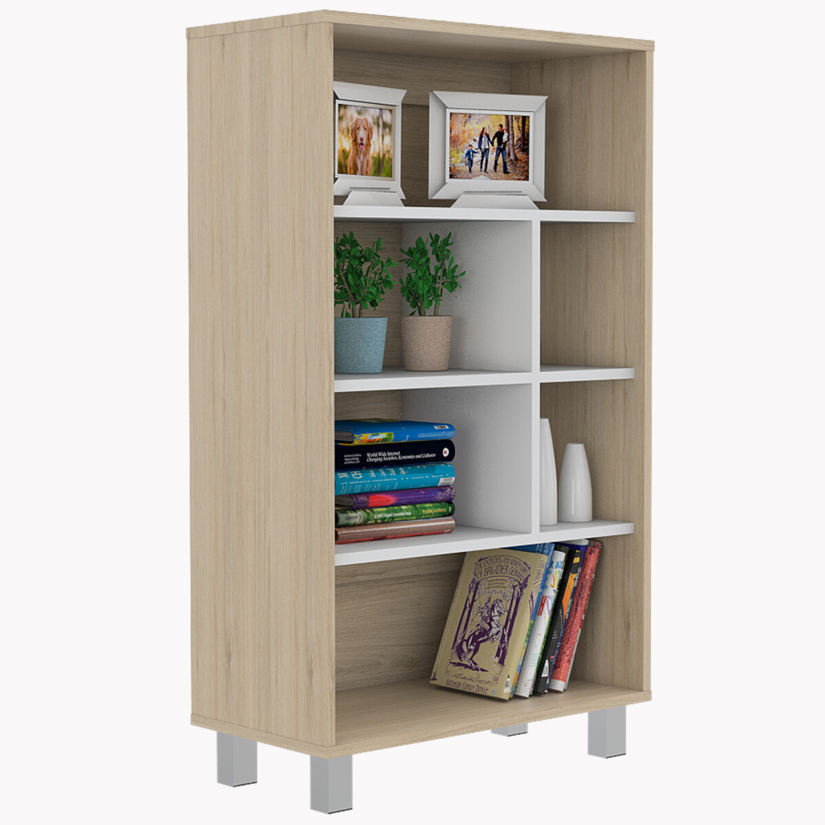 BIBLIOTECA ARMABLE BELLAGIO MARCA EXCELSIOR COLOR ROVERE CON BLANCO