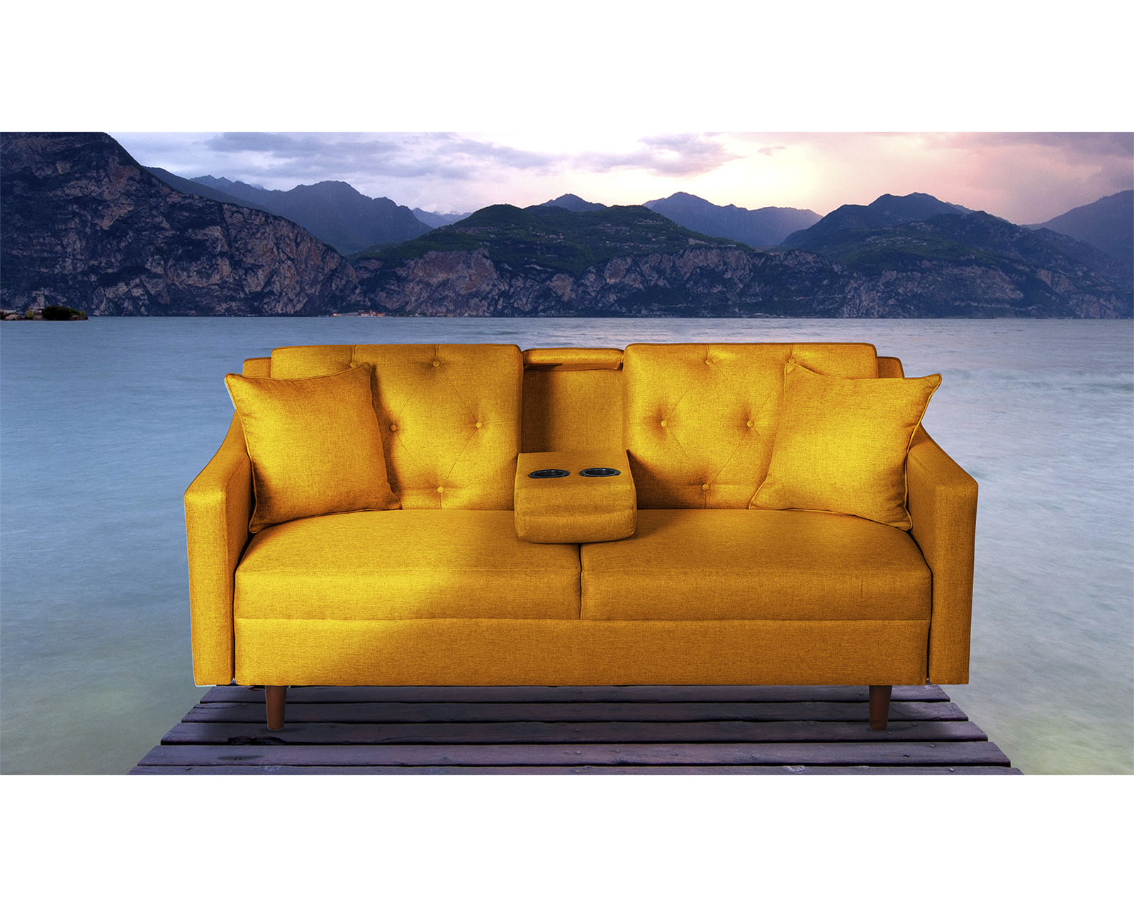 Sofá Cama Makora Silvestre color Mostaza