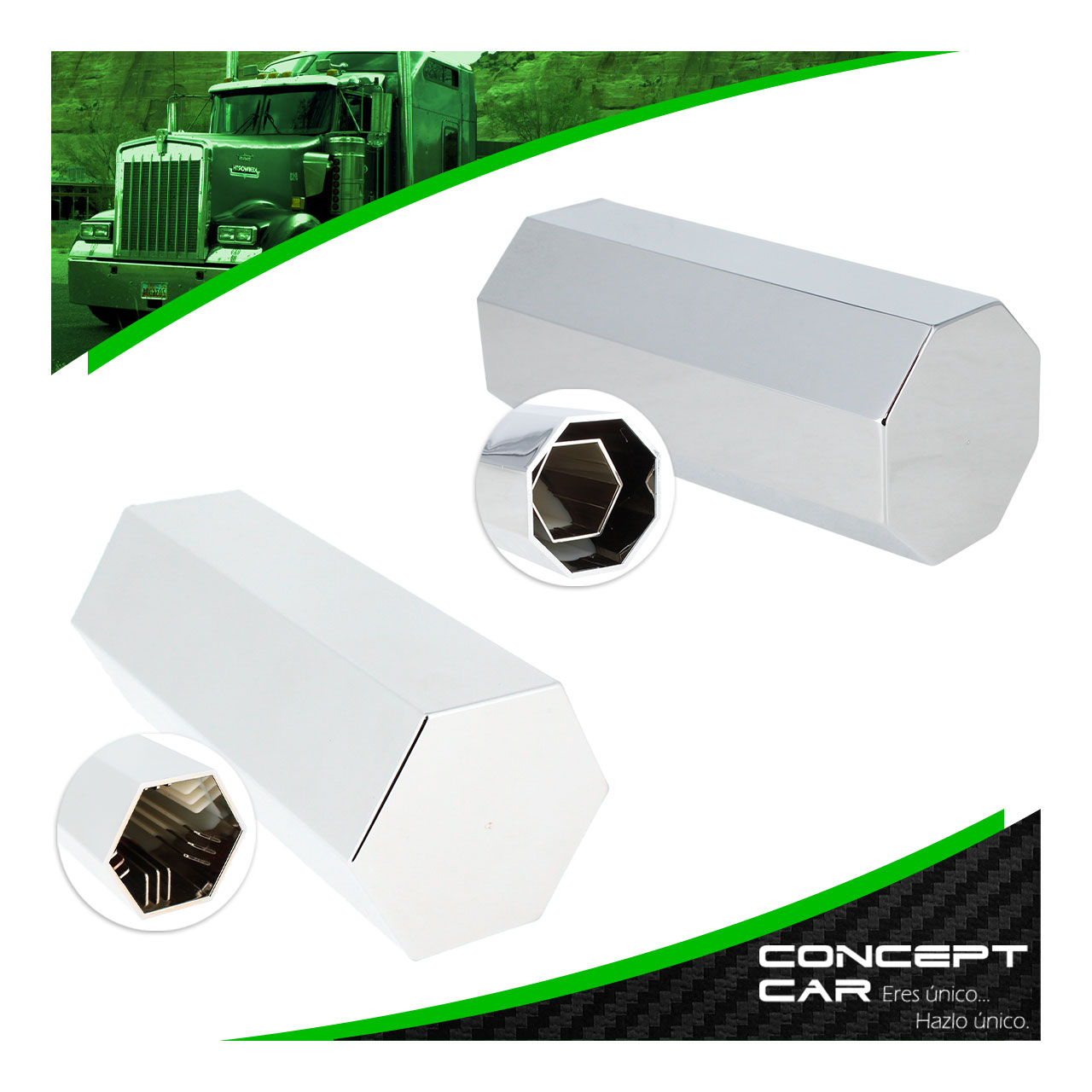 Capuchon Cubre Tuercas Cromado Presion Grande Extra Largo