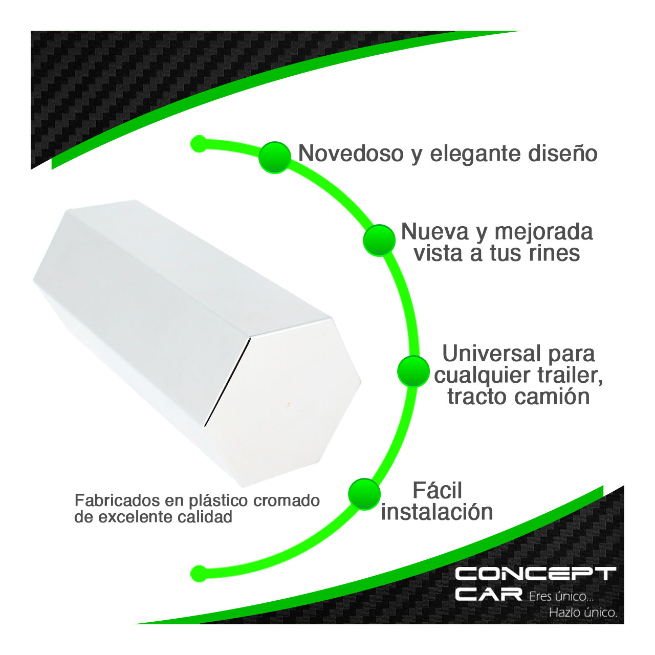 20 Capuchon Cubre Tuercas Cromado Presion Grande Extra Largo