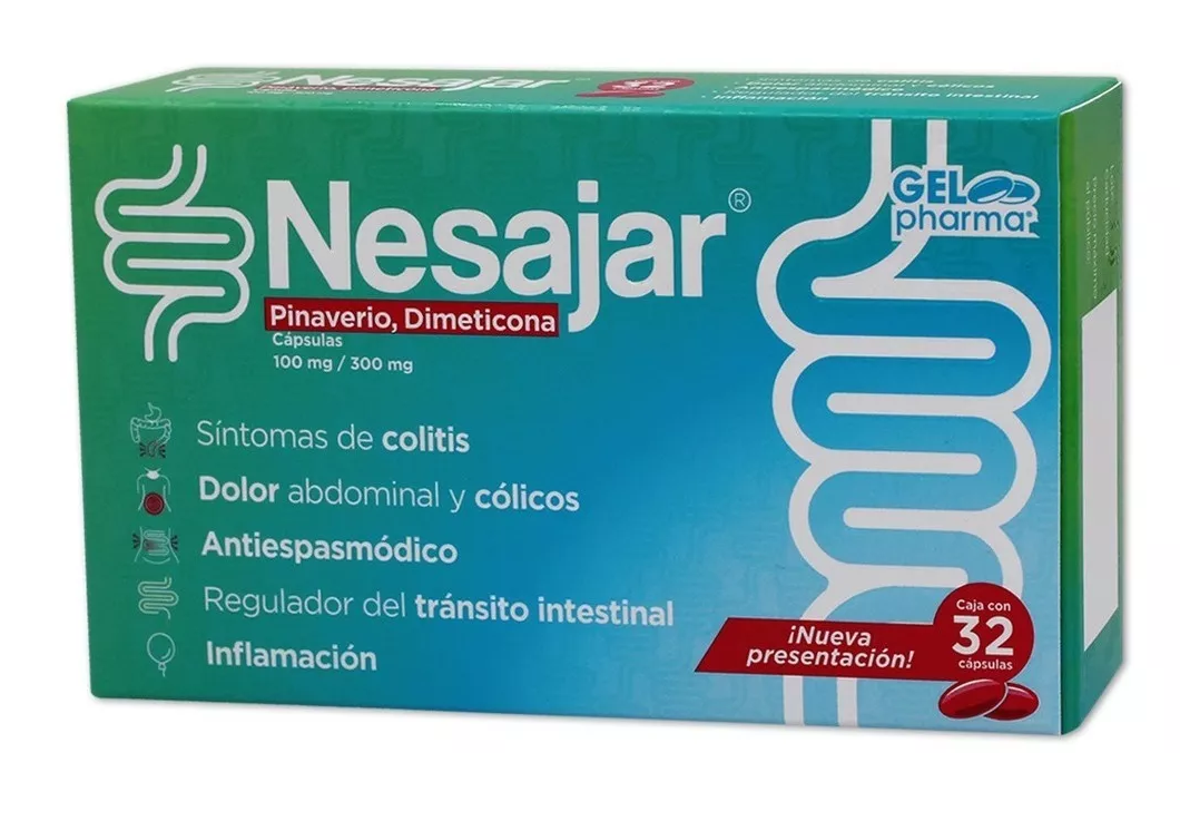 Nesajar Pinaverio/ Dimeticona C/32 Cápsulas Gelpharma