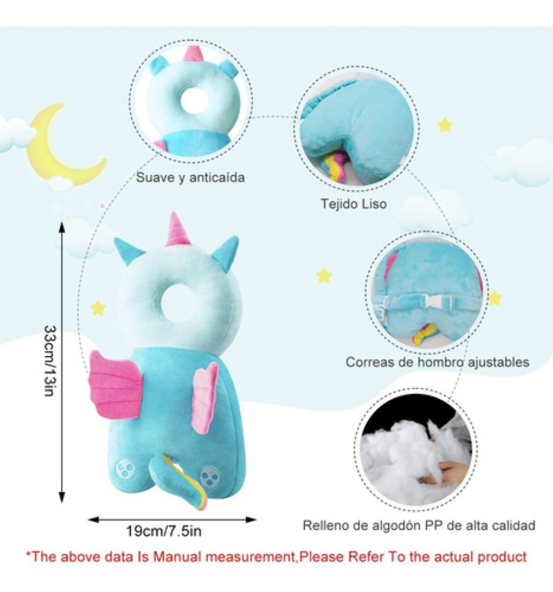 Casco Para Bebe Antigolpes Seguridad Bebés Azul Claro