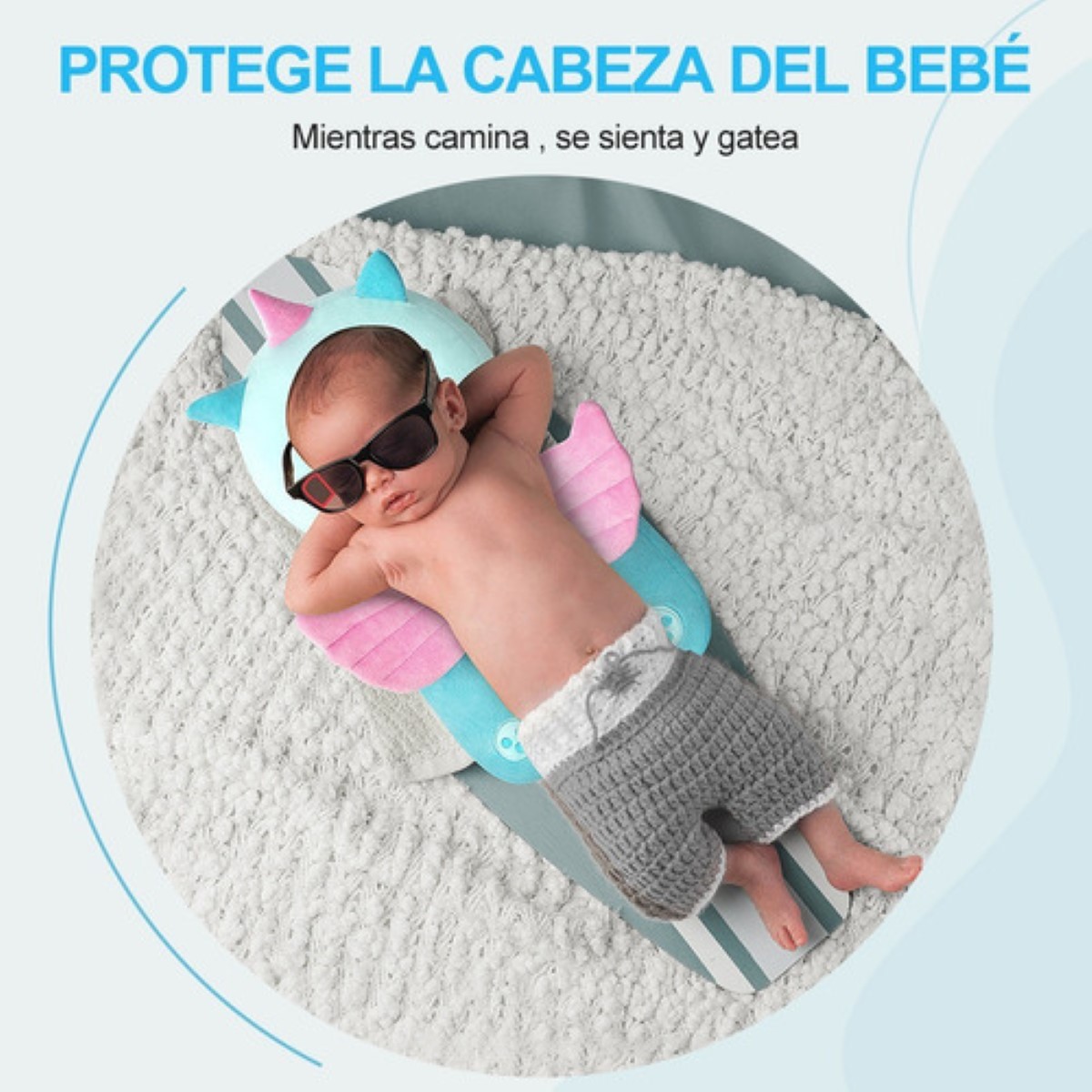 Casco Para Bebe Antigolpes Seguridad Bebés Azul Claro