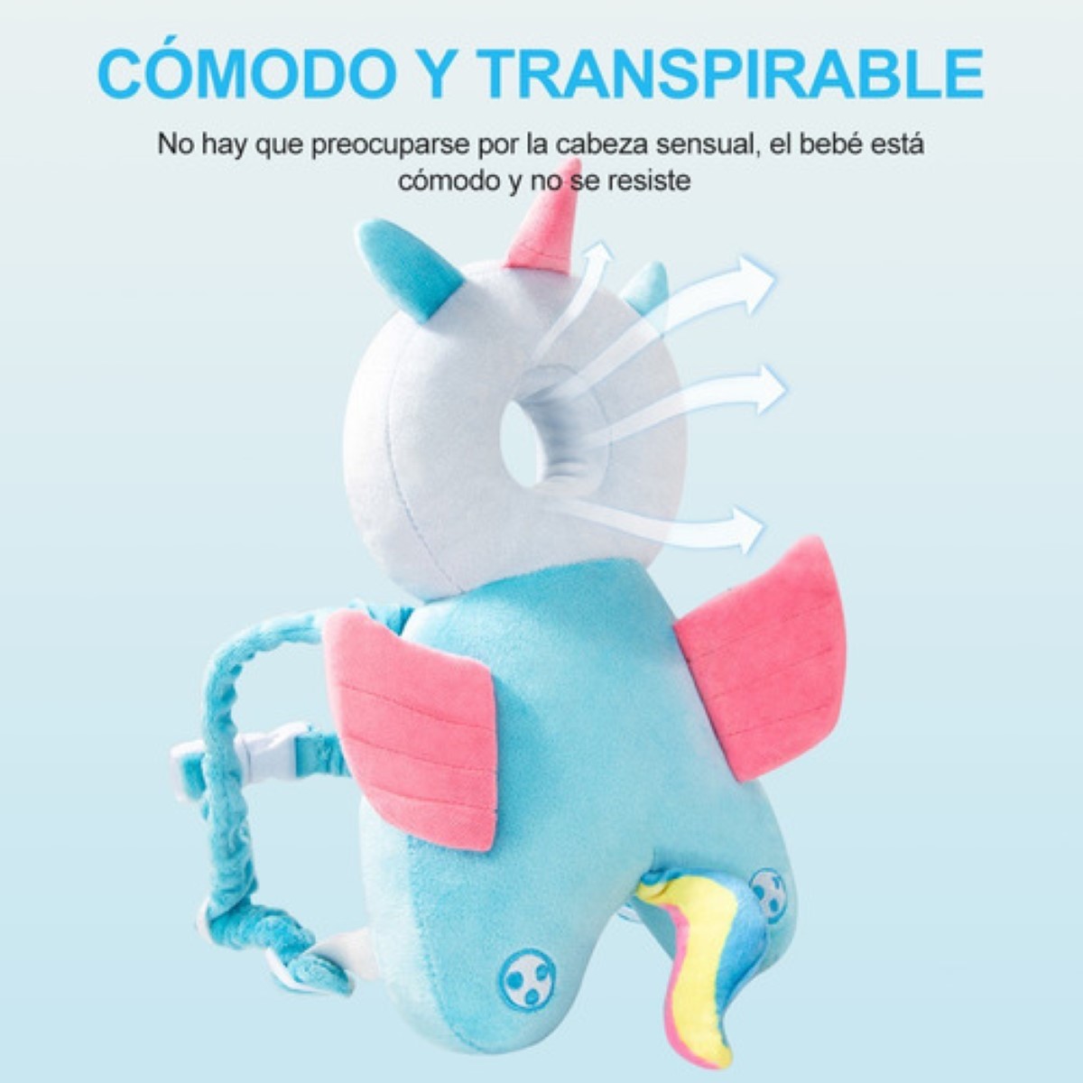 Casco Para Bebe Antigolpes Seguridad Bebés Azul Claro