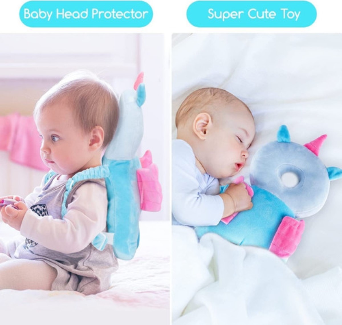 Casco Para Bebe Antigolpes Seguridad Bebés Azul Claro