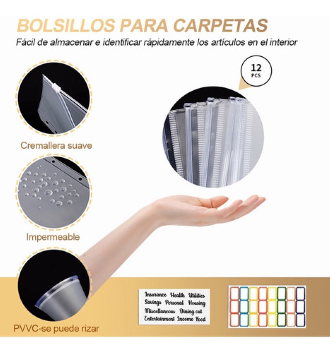 Bolsa De Carpeta Con Cremallera Carpeta Organigastos Negro