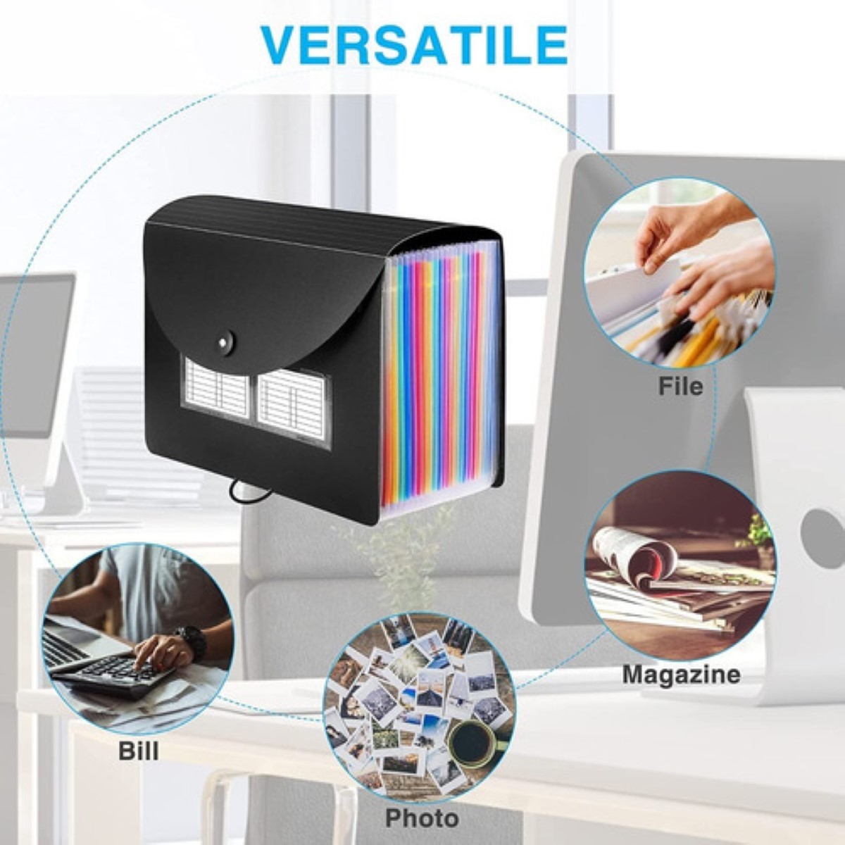 Carpeta De Archivo Acordeón Ampliable Tamaño A4, 24 Bolsillo Ngro