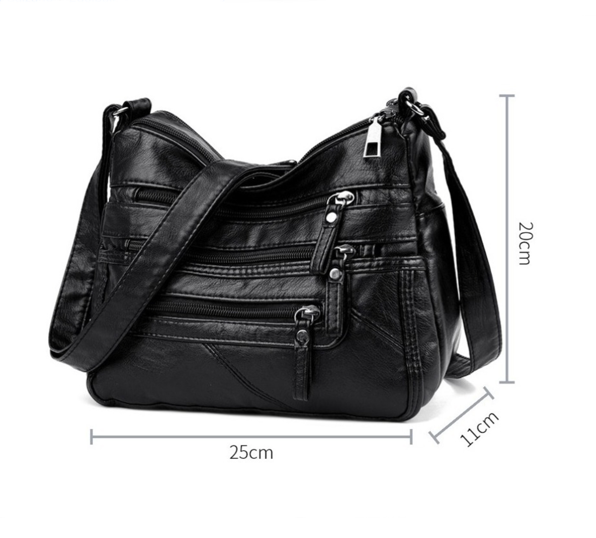 Bolsa Dama Suave Cuero Gran Capacidad Impermeable P/ Viaje negro