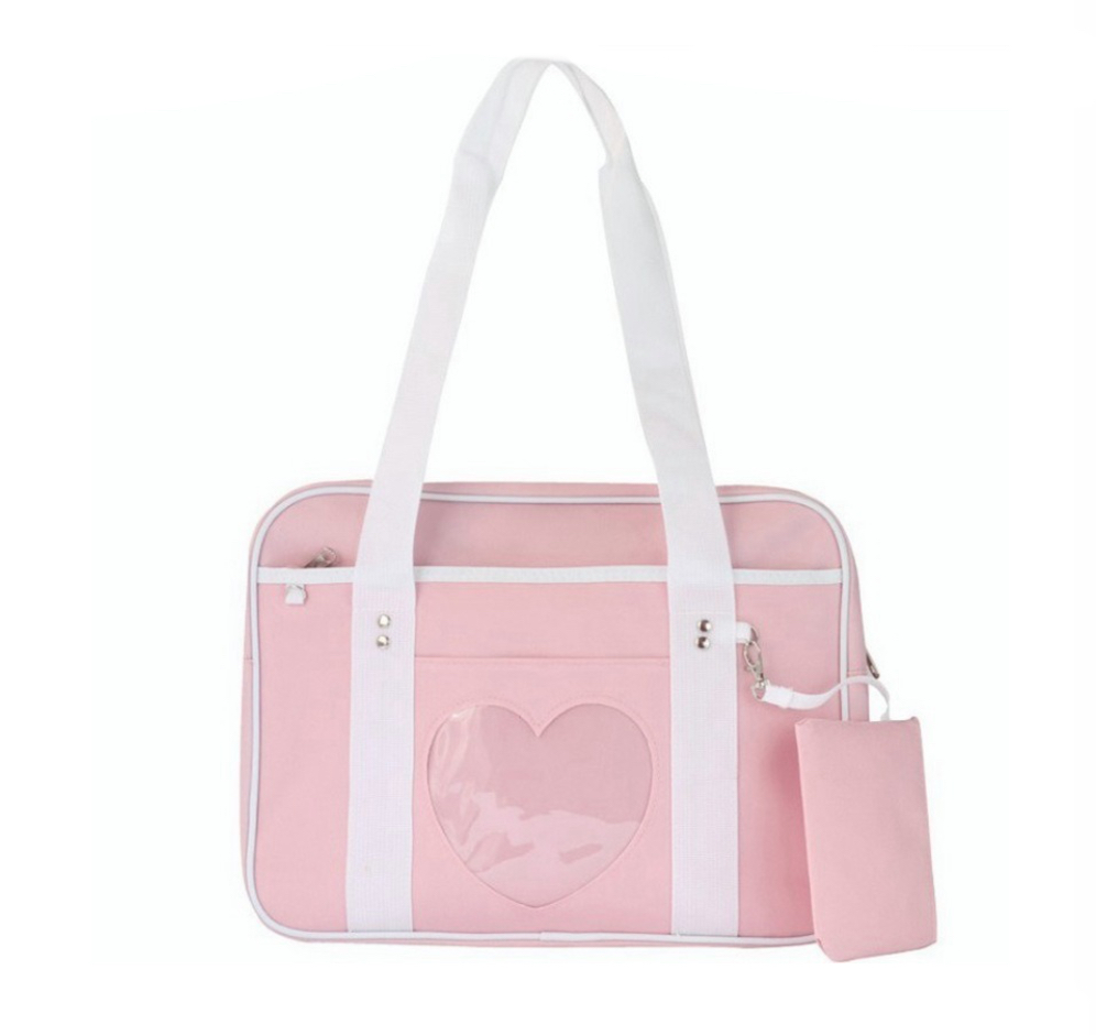 Bolsas Escolar Japonesas De Corazón Kawaii De Hombro Jk Rosa