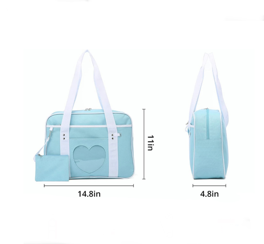 Bolsas Escolar Japonesas De Corazón Kawaii De Hombro Jk Morado