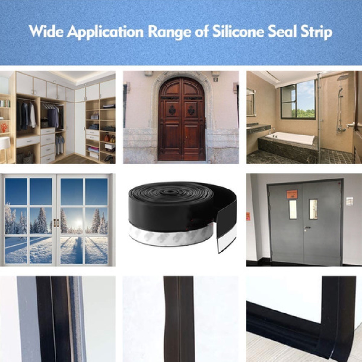 Tira De Sellado A Prueba De Polvo A Prueba De Viento 8 Metro Negro/Blanco