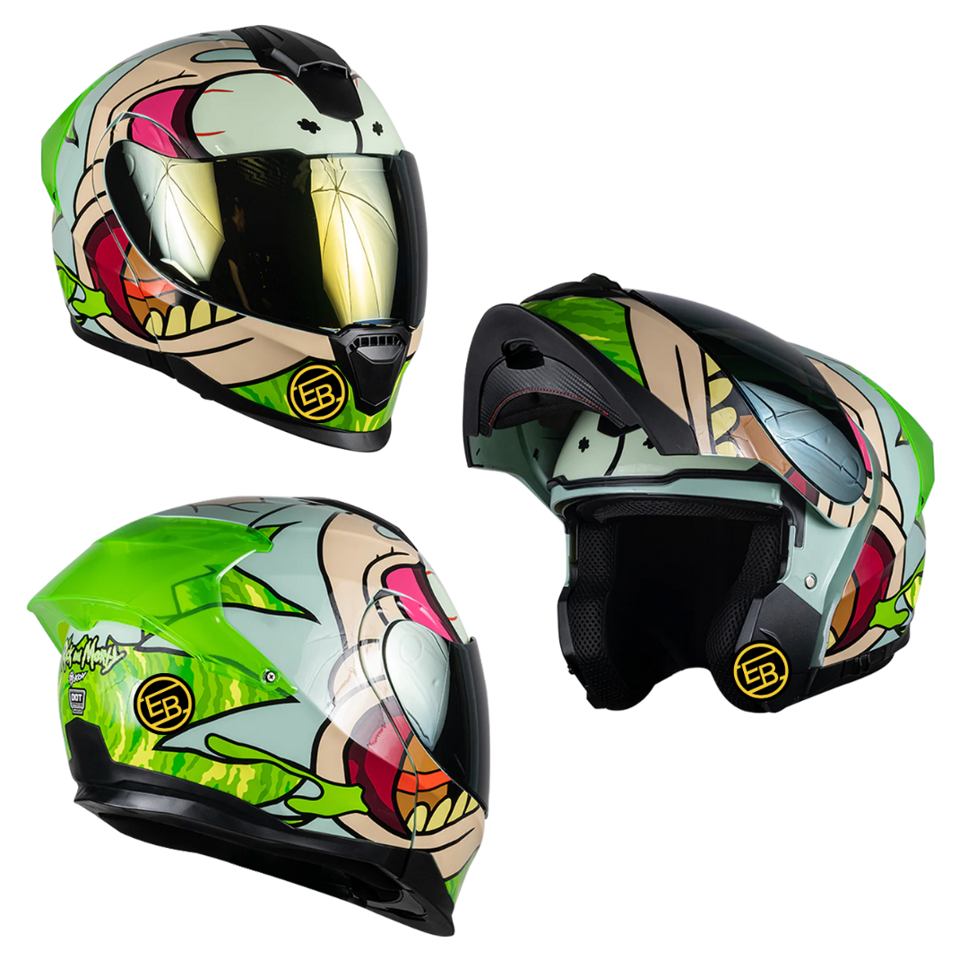 CASCO MOTO ABATIBLE KOV APEX RICK AND MORTY VERDE 