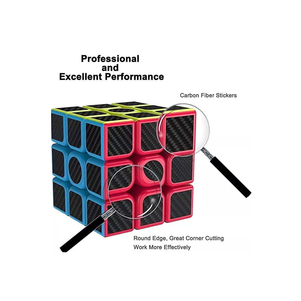 Cubo Rubik 2x2 3x3 4x4 5x5 Fibra De Carbono Profesional Negro