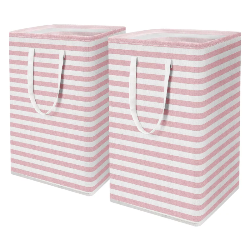 Cestino Per Lavanderia Pieghevole - 2 Scomparti Lights E Darks, In Metallo, Grigio/Bianco - Foto 10